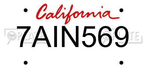 7AIN569 California License Plate
