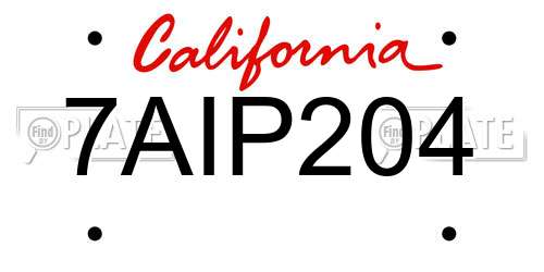 7AIP204 California License Plate