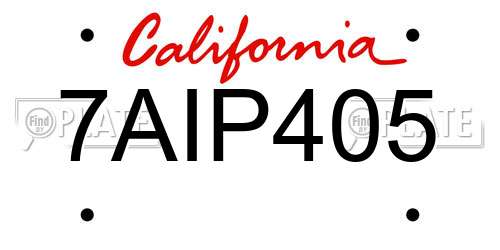 7AIP405 California License Plate