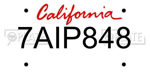7AIP848 California License Plate