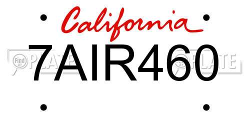 7AIR460 California License Plate