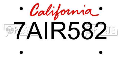 7AIR582 California License Plate