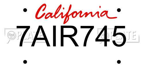 7AIR745 California License Plate