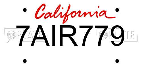 7AIR779 California License Plate
