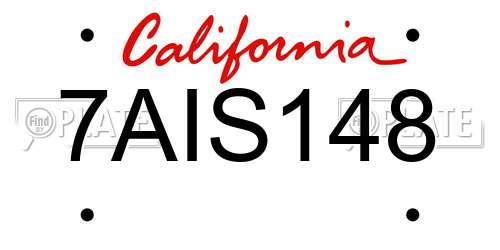 7AIS148 California License Plate