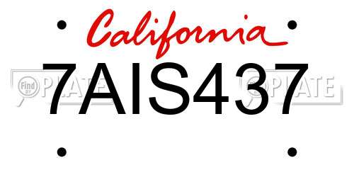7AIS437 California License Plate