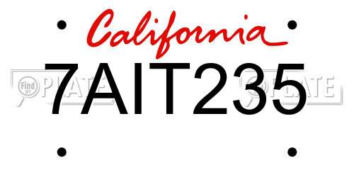 7AIT235 California License Plate