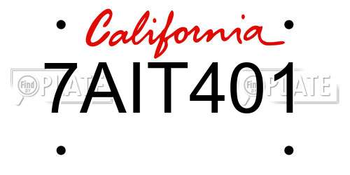 7AIT401 California License Plate