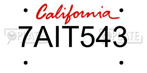 7AIT543 California License Plate