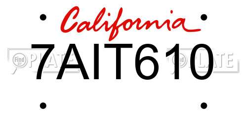 7AIT610 California License Plate