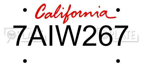 7AIW267 California License Plate