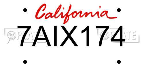 7AIX174 California License Plate