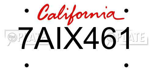 7AIX461 California License Plate