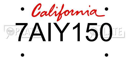 7AIY150 California License Plate