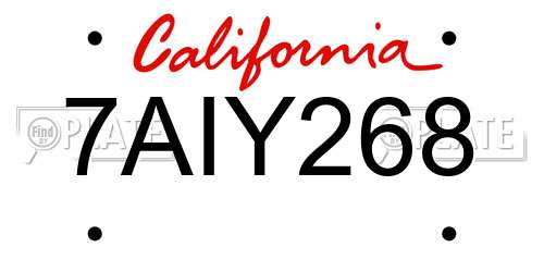 7AIY268 California License Plate