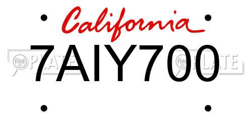 7AIY700 California License Plate