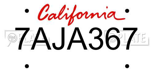 7AJA367 California License Plate