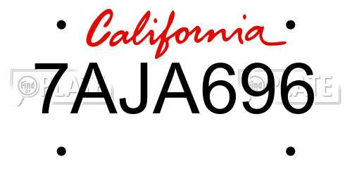 7AJA696 California License Plate