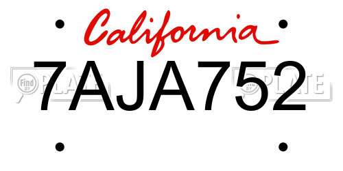 7AJA752 California License Plate