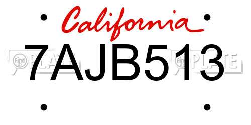 7AJB513 California License Plate