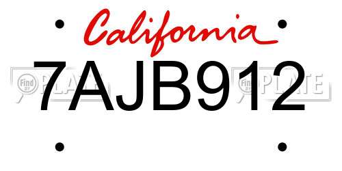 7AJB912 California License Plate
