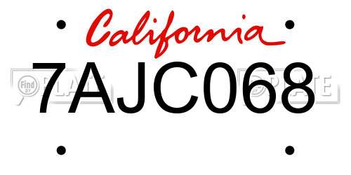 7AJC068 California License Plate