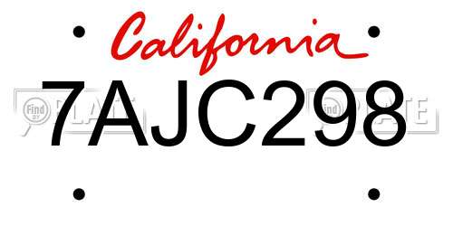 7AJC298 California License Plate