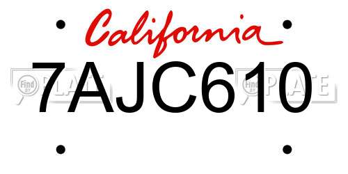 7AJC610 California License Plate