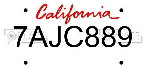 7AJC889 California License Plate
