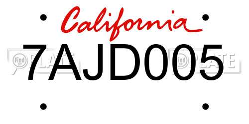 7AJD005 California License Plate