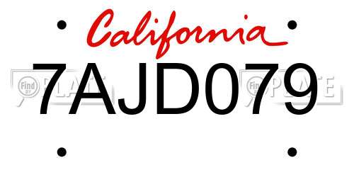7AJD079 California License Plate