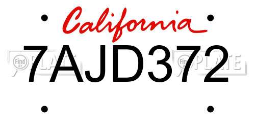 7AJD372 California License Plate