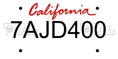 7AJD400 California License Plate