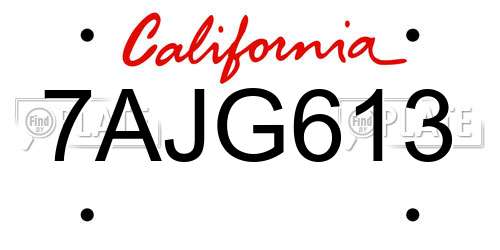 7AJG613 California License Plate