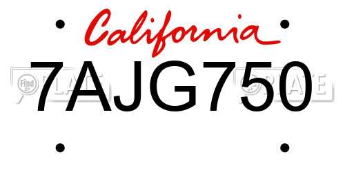 7AJG750 California License Plate