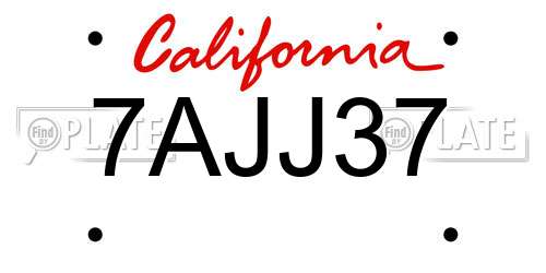 7AJJ37 California License Plate