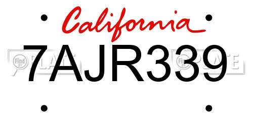 7AJR339 California License Plate