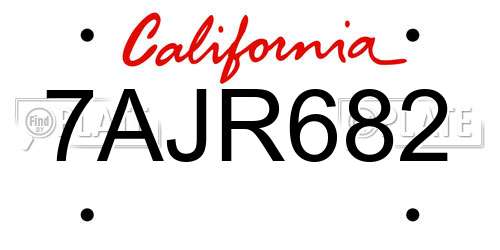7AJR682 California License Plate