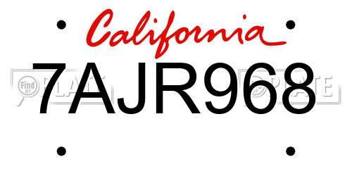 7AJR968 California License Plate