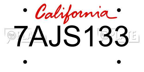 7AJS133 California License Plate