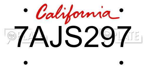 7AJS297 California License Plate