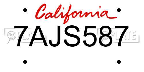 7AJS587 California License Plate