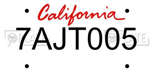 7AJT005 California License Plate