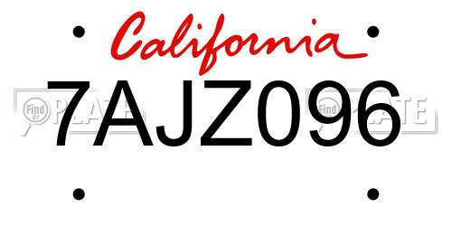 7AJZ096 California License Plate
