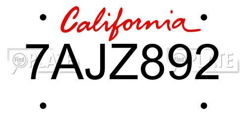 7AJZ892 California License Plate