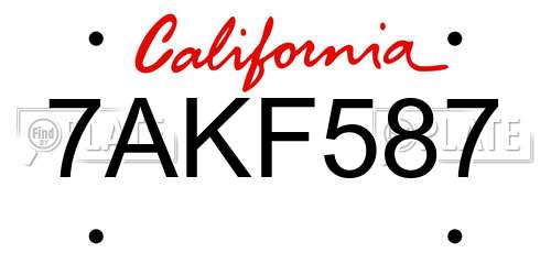 7AKF587 California License Plate