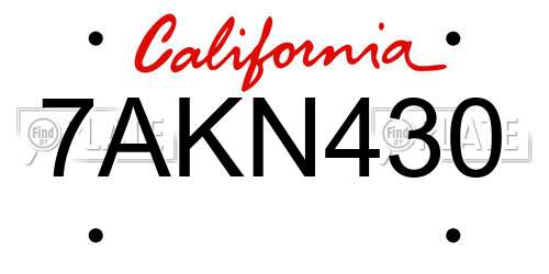 7AKN430 California License Plate