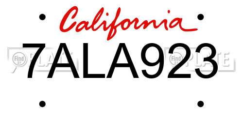 7ALA923 California License Plate