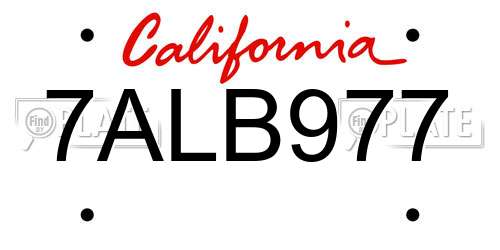 7ALB977 California License Plate