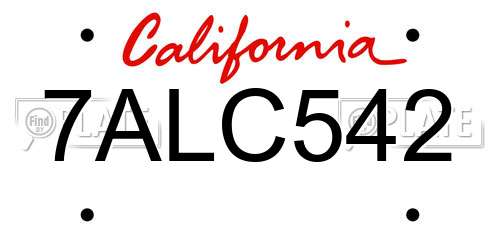 7ALC542 California License Plate